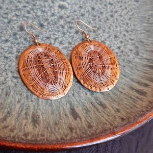 Mixed metal wire coil earrings